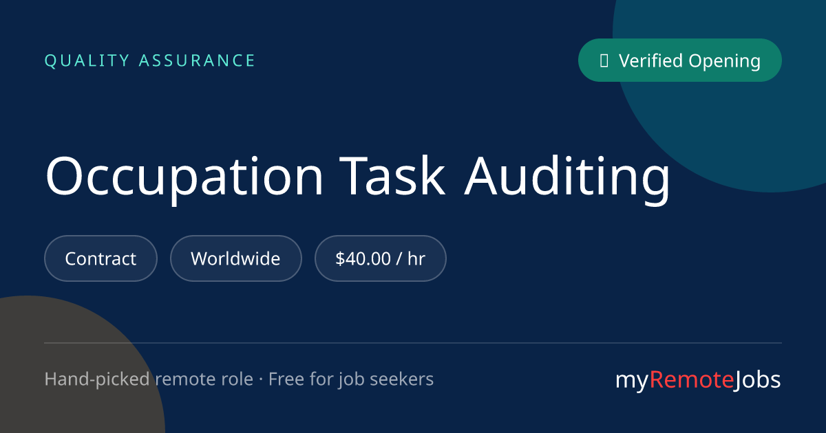 Occupation Task Auditing at meridial — MyRemoteJobs Board
